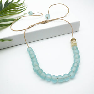(Wholesale) Single Strand Adjustable Necklace - Ice Blue