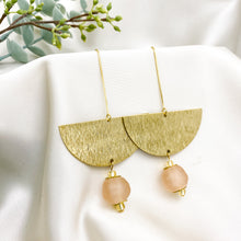 Load image into Gallery viewer, Recycled Glass New Moon earring - Blush Pink
