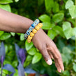 (Wholesale) Hand painted double stack bracelets - Blue & Yellow