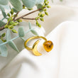 (Wholesale) Recycled Glass Moon Ring - Amber