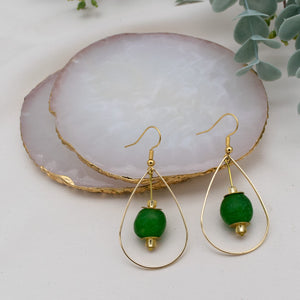(Wholesale) Teardrop earring - Fern Green